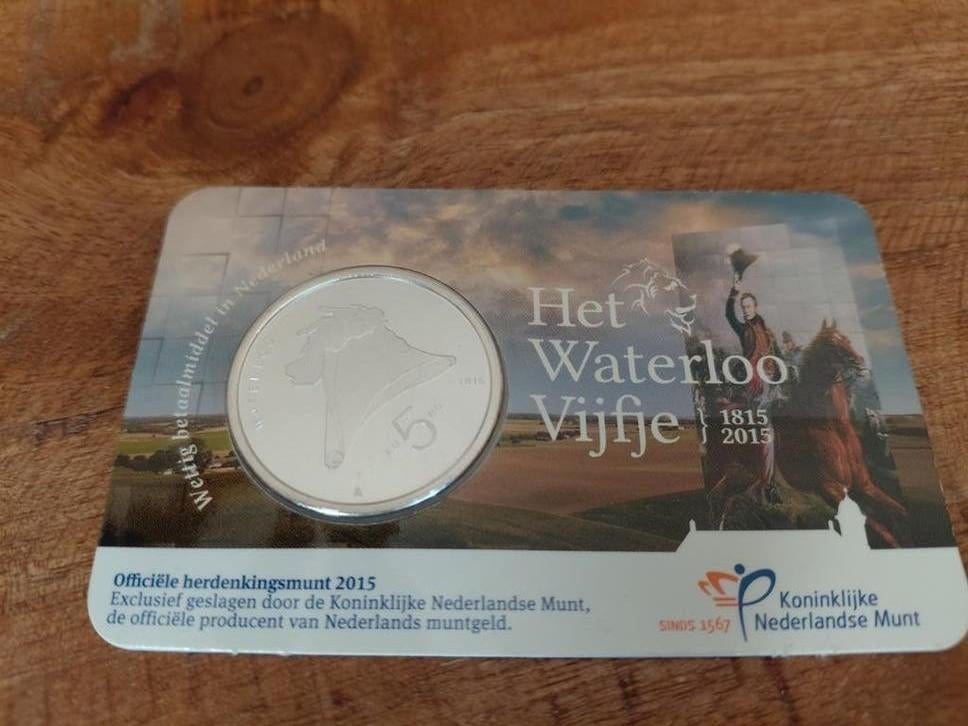 Het Waterloo Vijfje 2015 - Zwaar Verzilverde Herdenkingsmunt, Koningin Beatrix, Zilver, Euro's, Ophalen of Verzenden