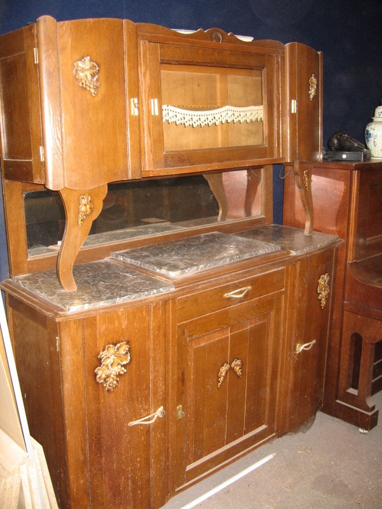Antieke Franse buffetkast met marmeren platen, Ophalen