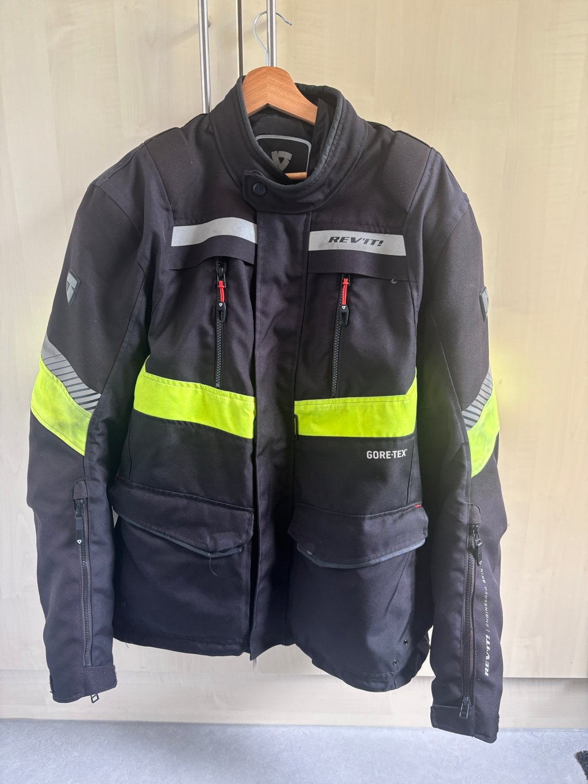 REV'IT! Neptune Gore-Tex motorjas - Zwart met neongeel, Motoren, Ophalen of Verzenden, Tweedehands, Heren, Jas | textiel