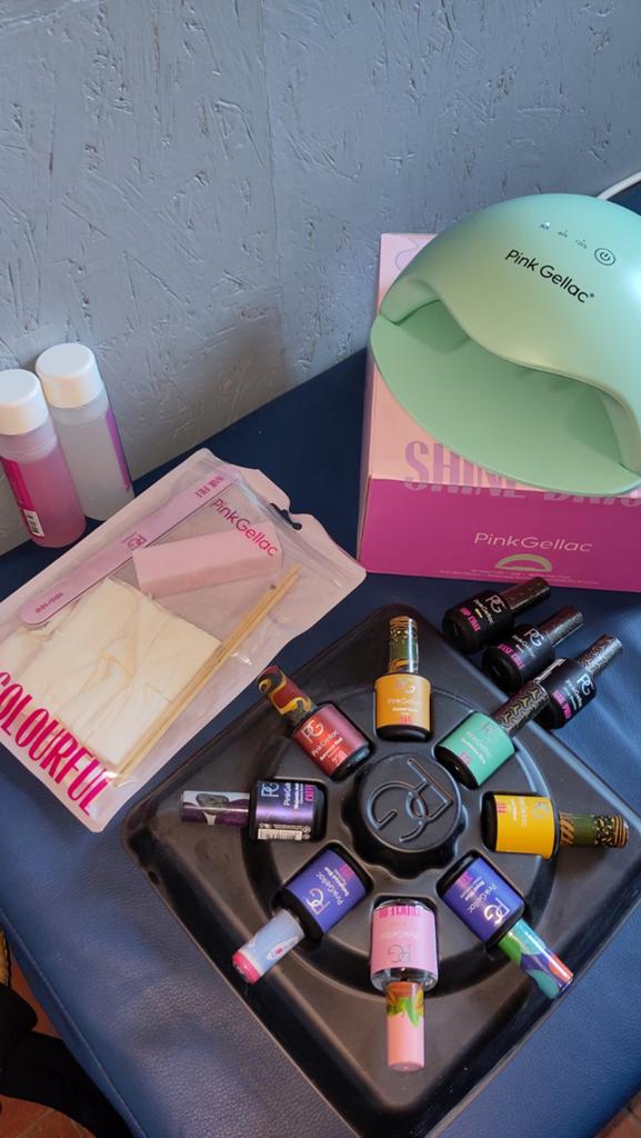 Pinkgellac set met 7 kleuren, Ophalen of Verzenden, Zo goed als nieuw, Handen en Nagels