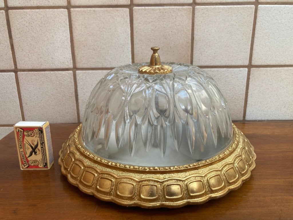 Hollywood Regency stijl goud geslepen kristalglas bolletje, Ophalen of Verzenden