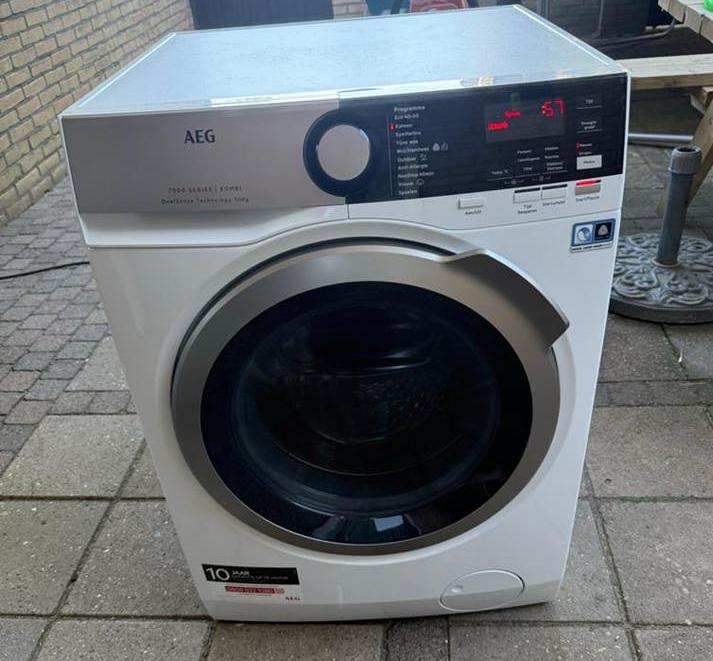 AEG 7000 Series KOMBİ DualSense 9/6Kg Wasdroogcombinatie, 8 tot 10 kg, Ophalen, Zo goed als nieuw, 85 tot 90 cm