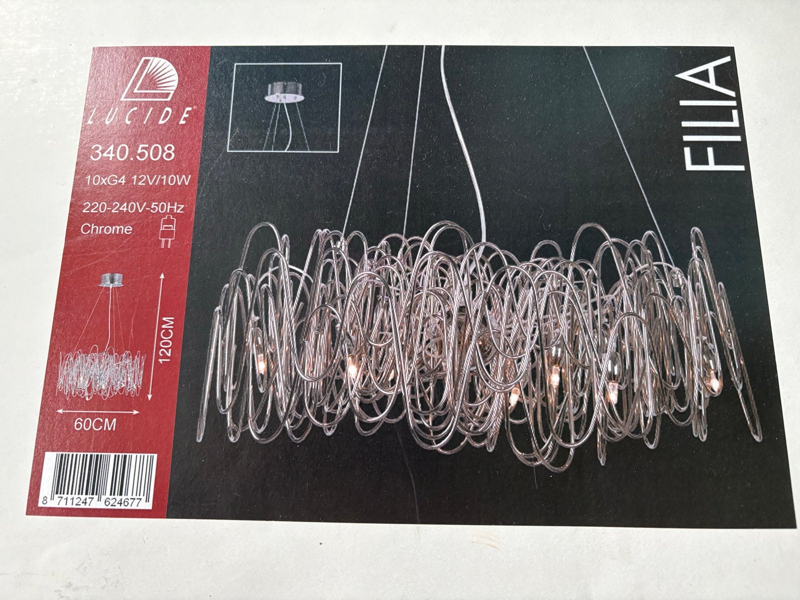 Lucide Filia Hanglamp Chroom 10xG4 12V/10W, Ophalen, Nieuw, Metaal, G4