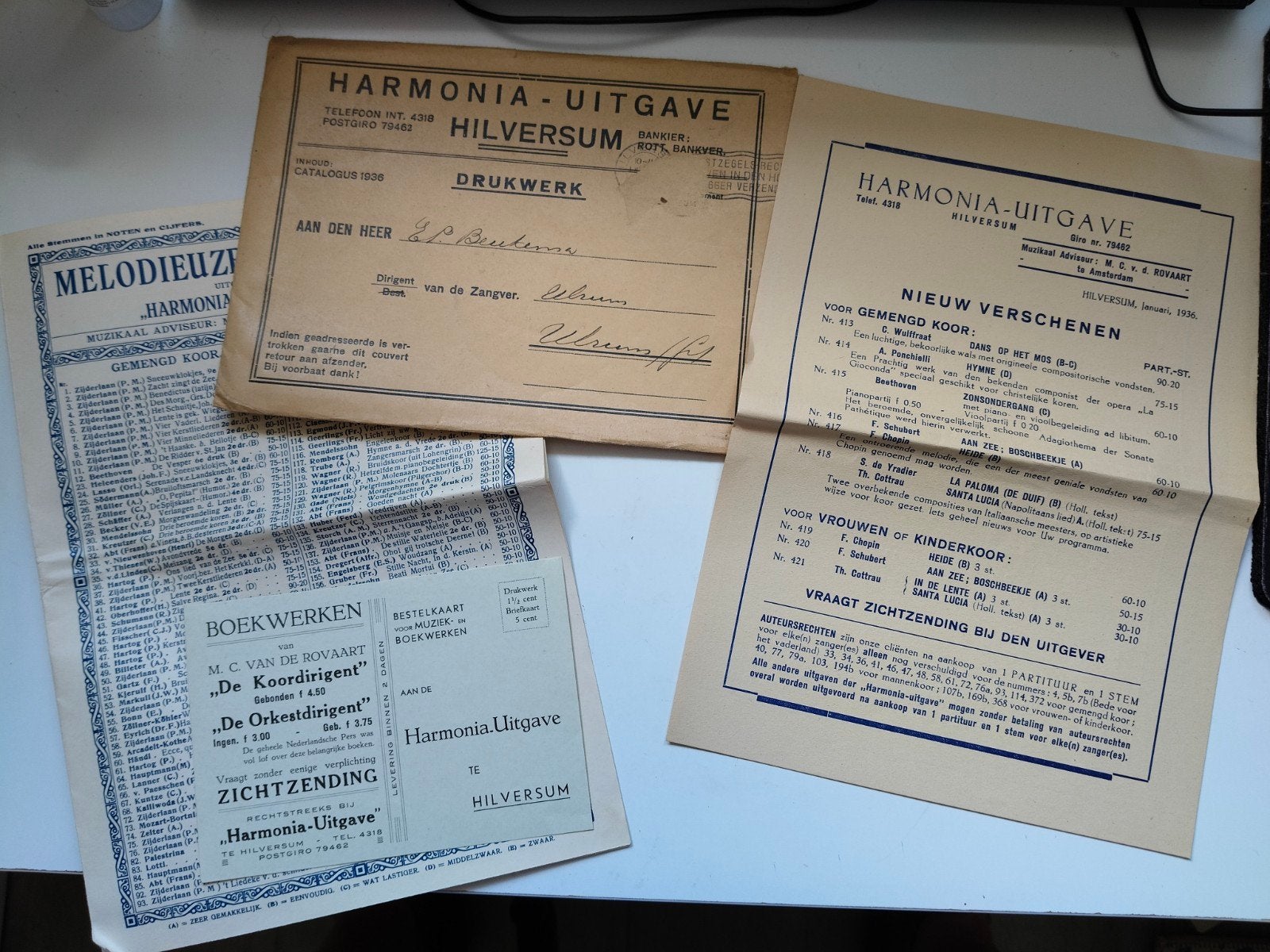 Harmonia-Uitgave Hilversum Catalogus 1936, Verzenden, Gelezen