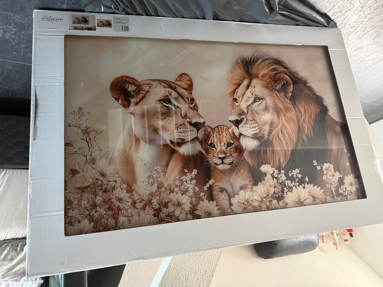 Plexiglas schilderij leeuw, Ophalen, Overige typen, Glas, Met ophangsysteem