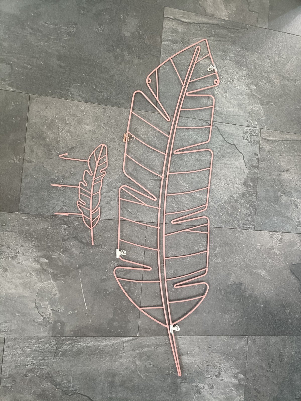 Wanddecoratie, fotorek en kledingrekje in bladmotief, Ophalen, Metaal, Decoratieobject, Zo goed als nieuw