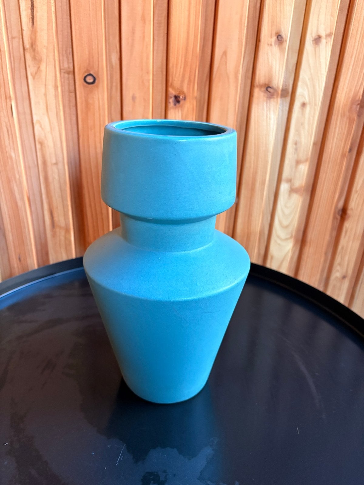 Turquoise/blauwe vaas - Zo goed als nieuw, Ophalen, Overige kleuren, Zo goed als nieuw, Steen/keramiek