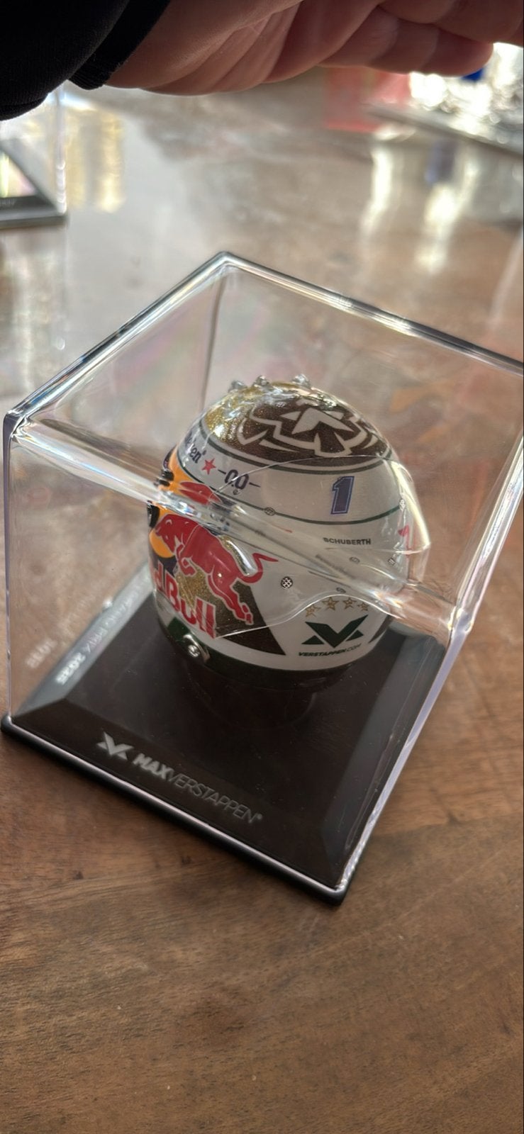 Max Verstappen helm 1:4 schaalmodel brazilian Grand prix, Ophalen, Zo goed als nieuw, Overige typen