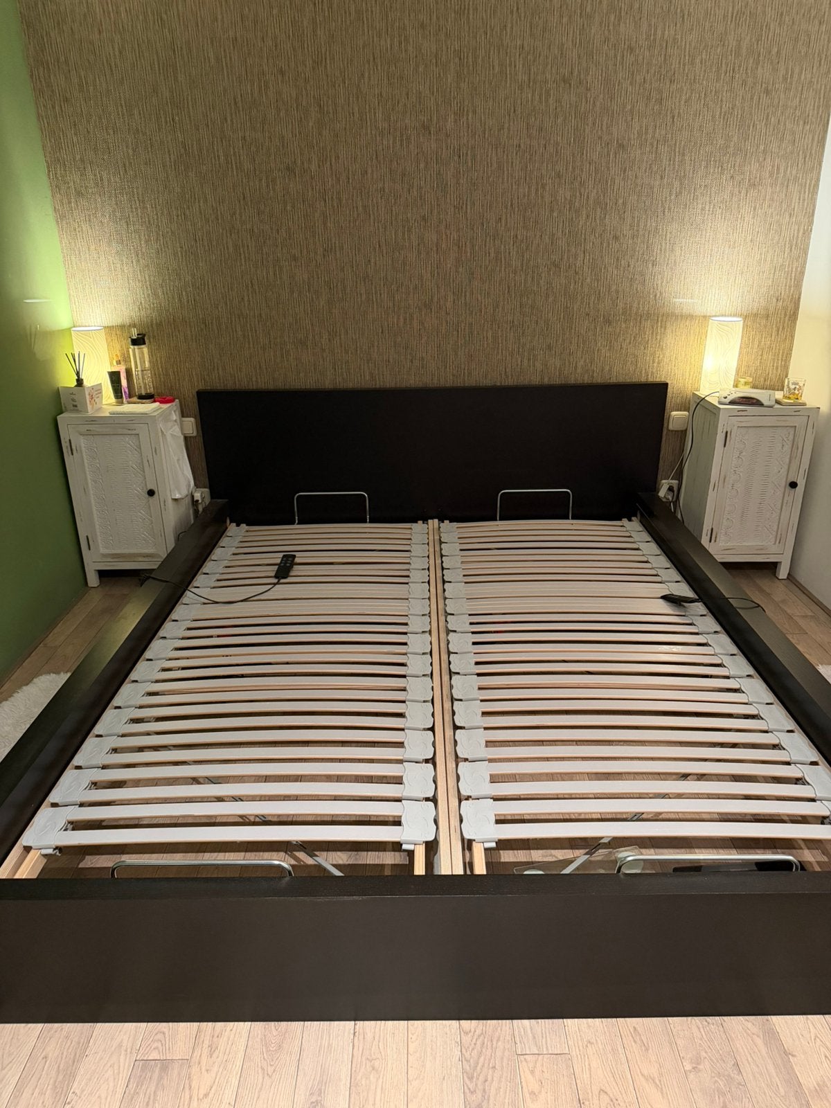 Bedombouw met electrische bodems, Ophalen, Gebruikt, 210 cm, Tweepersoons