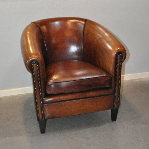 Schapenlederen clubfauteuil Lounge Atelier, Ophalen of Verzenden, Zo goed als nieuw, Leer