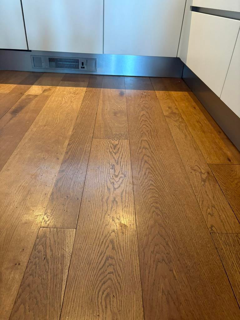 Franse eiken houten vloerplanken – ca. 30 m², Ophalen, Gebruikt, 25 tot 50 mm, Eiken