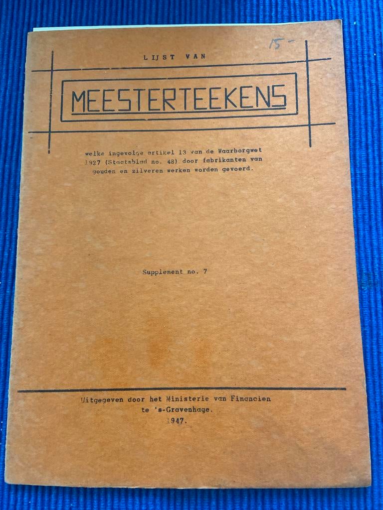 Lijst van Meestertekens Supplement no. 7 (1947), Ophalen of Verzenden, Gelezen