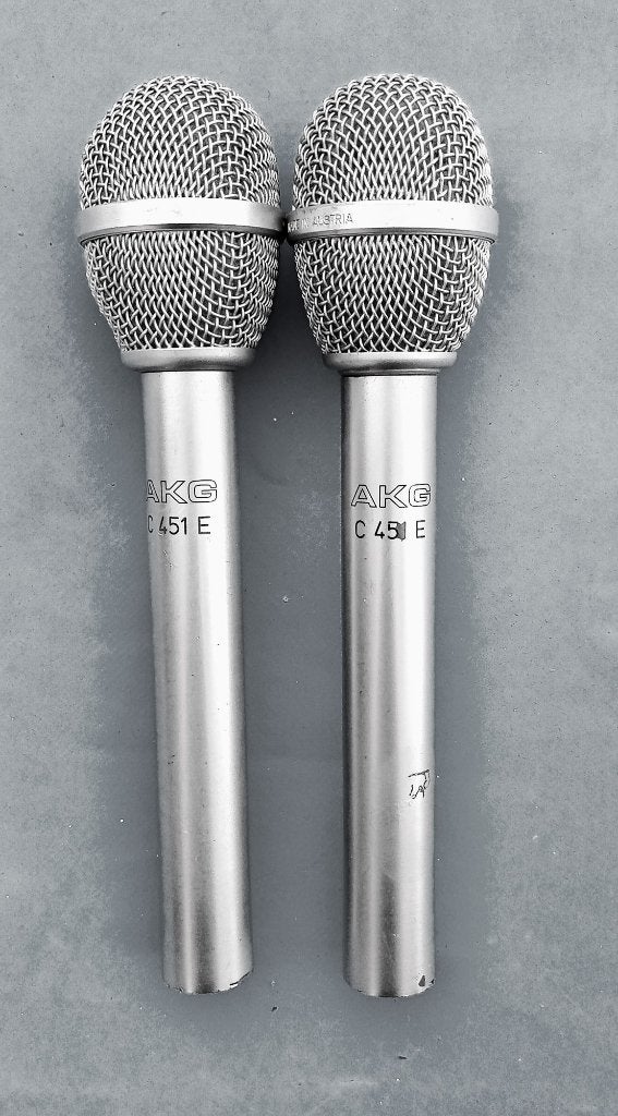 2x AKG C451E  gepaard met origineel AKG windshields, Ophalen of Verzenden, Gebruikt, Studiomicrofoon