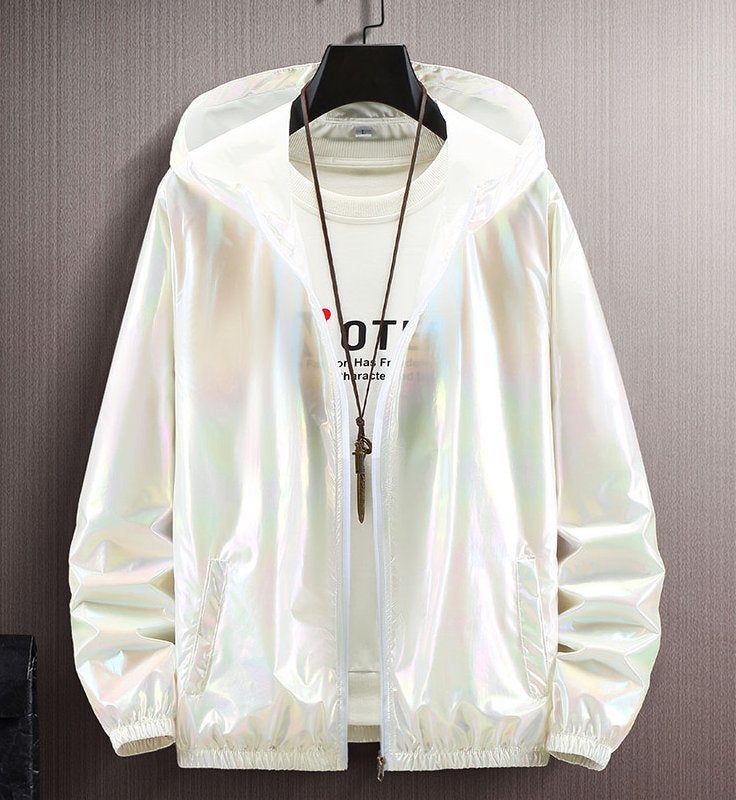 Witte glimmende jas / heren dames glanzende zomerjas, Kleding | Heren, Verzenden, Nieuw, Overige maten, Wit