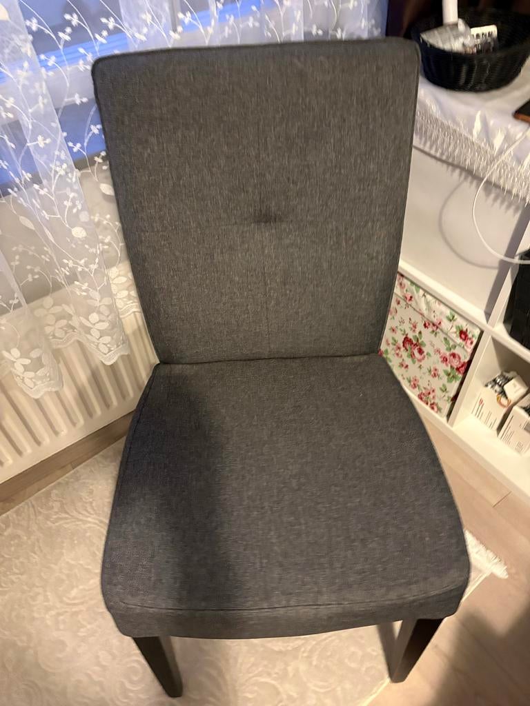 4 eetkamerstoelen - Grijs stof, Ophalen, Gebruikt, Vier, Stof