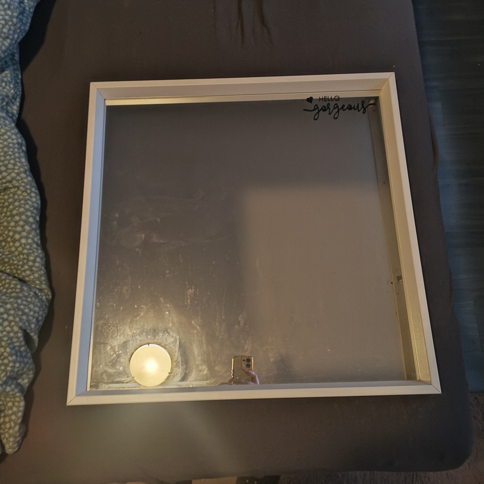 IKEA NISSEDAL Spiegel met witte lijst - Zo goed als nieuw, Ophalen, Vierkant, Zo goed als nieuw, Minder dan 100 cm