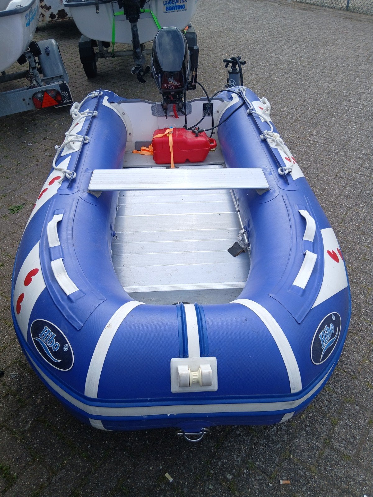 Hibbo rubber bootje 320 bj 2016 zonder plakkers, Watersport en Boten, Rubberboten, Ophalen, Pomp