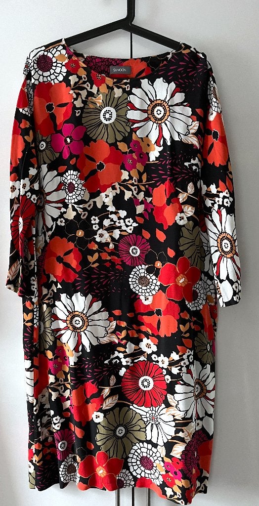 🌻Leuke jurk met bloemen print van Samoon 42 44, Maat 42/44 (L), Samoon, Gedragen, Onder de knie