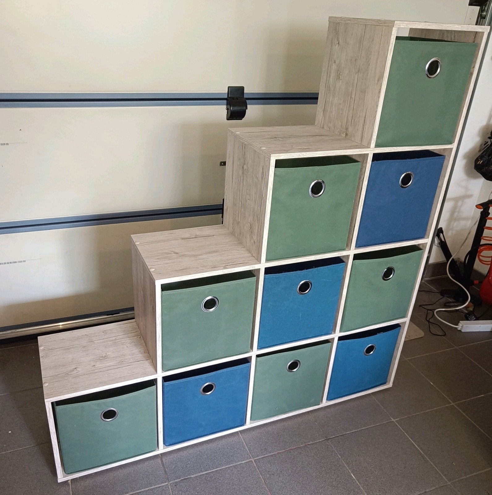 Opbergkast met 10 vakken en 10 opbergboxen (vakkenkast), Huis en Inrichting, Kasten | Overige, Ophalen, Zo goed als nieuw