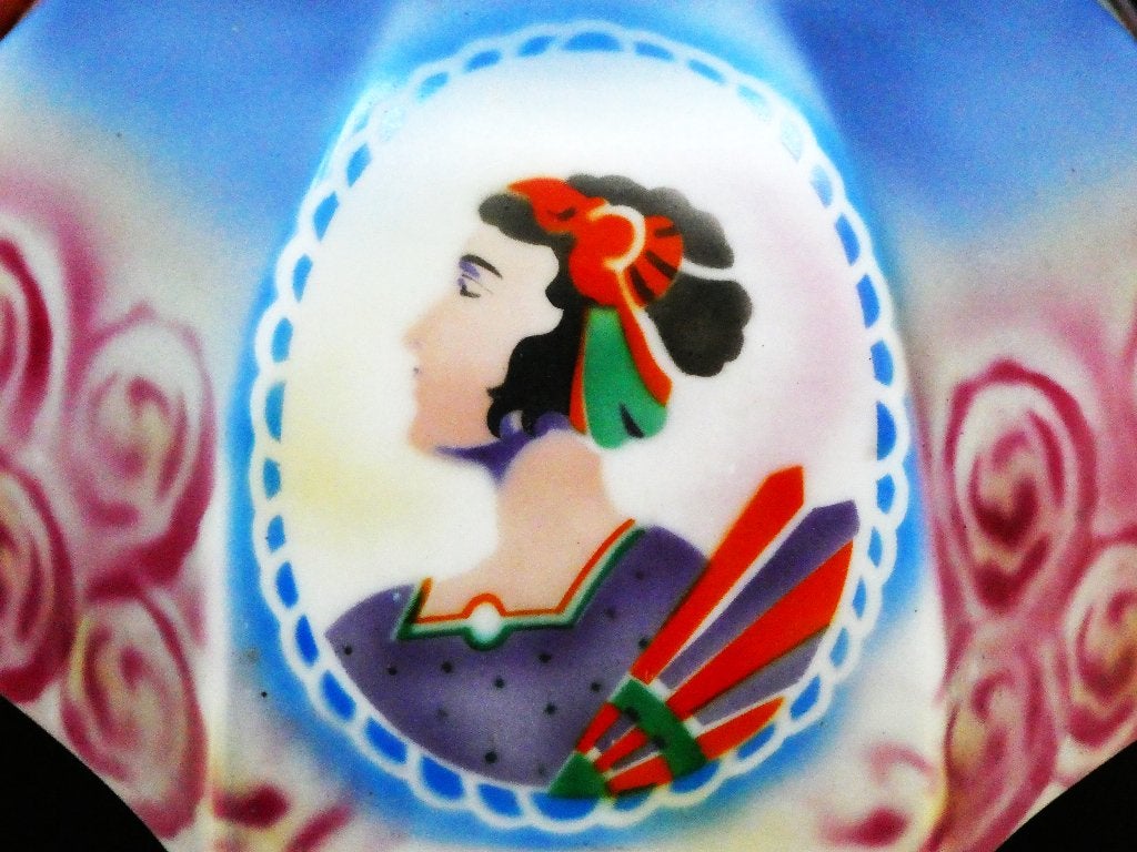 Authentieke Art Deco hanglamp met 4 Flapper Girl medaillons, Ophalen of Verzenden