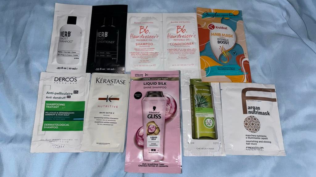Diverse shampoo, conditioner en haarmasker sachets, Verzenden, Zo goed als nieuw, Shampoo of Conditioner