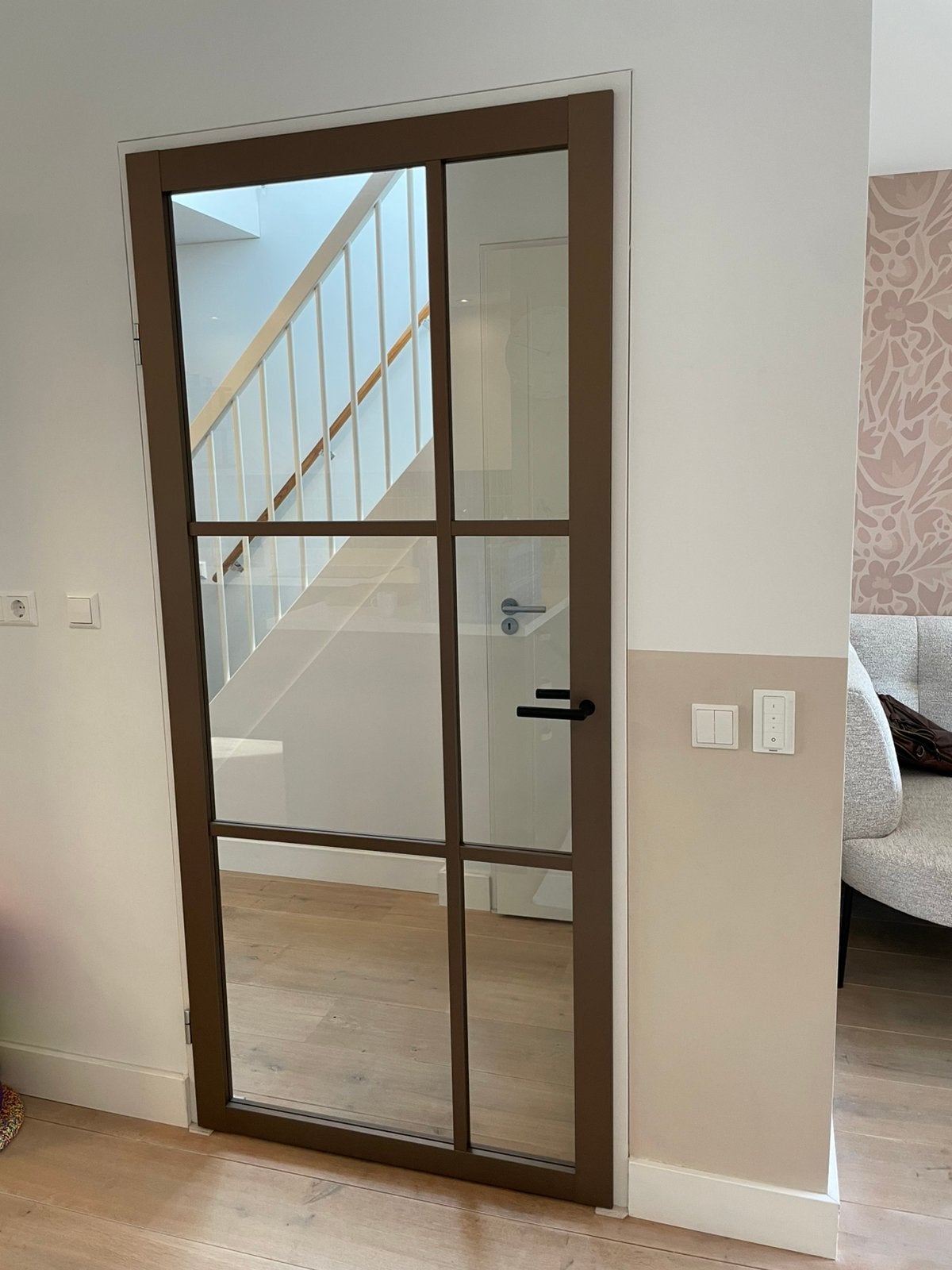 Prachtige Svedex bronzen opdekdeur linksdraaiend met glas, Ophalen, 80 tot 100 cm, Binnendeur, Nieuw