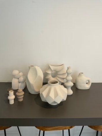 H&M Home Keramieke decoratie: vazen, kaarsenhouders, potjes, Huis en Inrichting, Ophalen, Beige, Zo goed als nieuw, Modern
