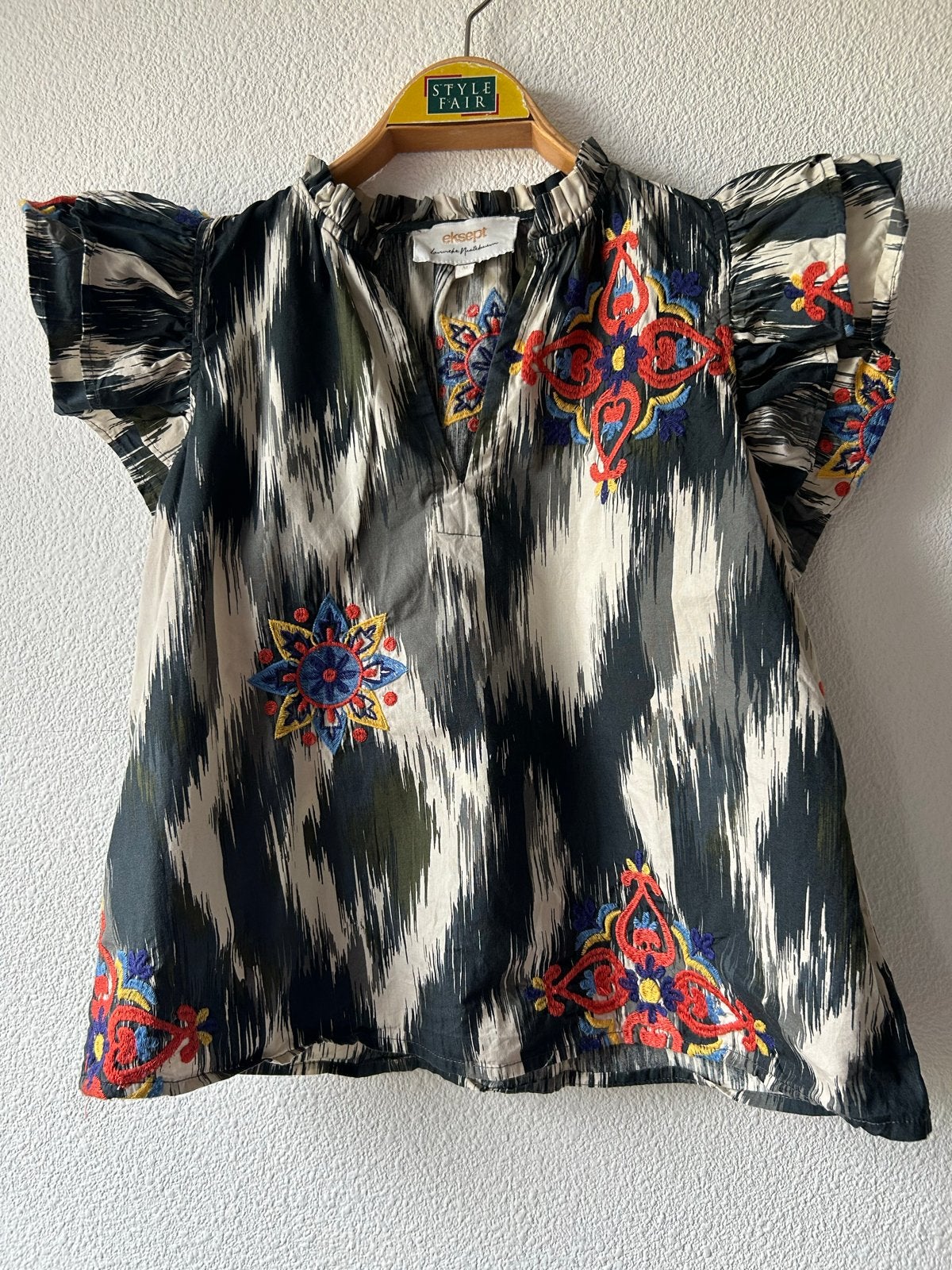 Eksept blouse met ikat print en borduursels, Verzenden, Zo goed als nieuw, Maat 38/40 (M), Meerkleurig
