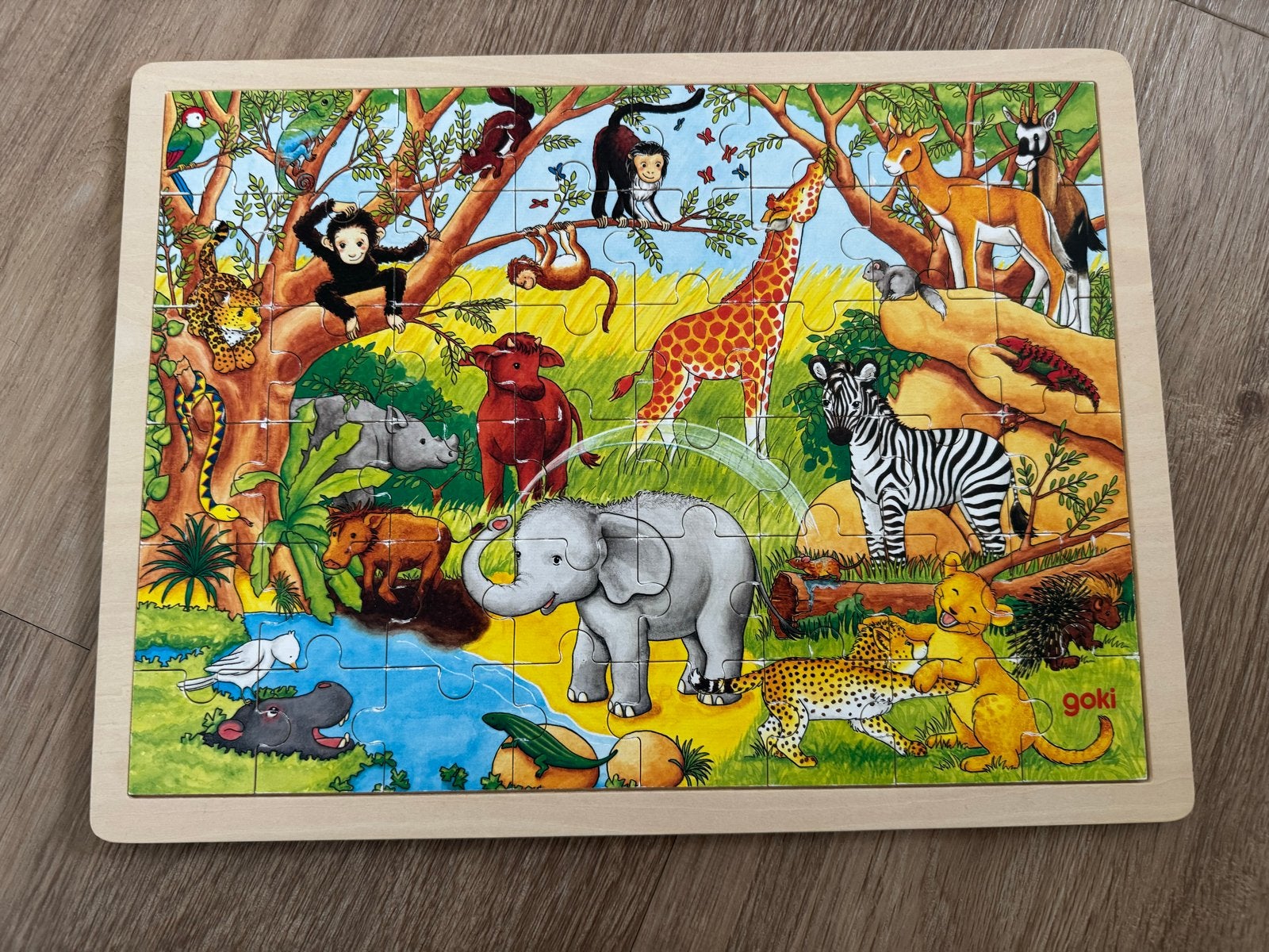 Goki Houten Dierenpuzzel - Jungle Avontuur, 2 tot 4 jaar, Gebruikt, Van hout, Verzenden