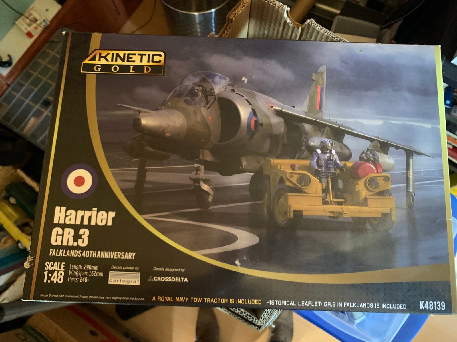 Kinetic Gold Harrier GR3 Fslklands 1/48, Hobby en Vrije tijd, Overige merken, Nieuw, Ophalen of Verzenden, Groter dan 1:72
