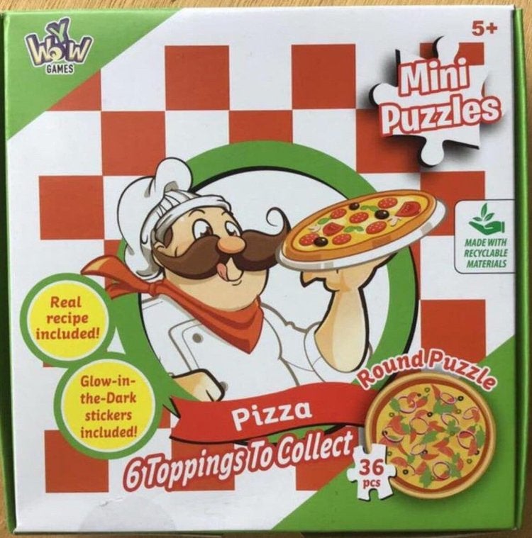 Mini ronde puzzel Pizza - NIEUW, Ophalen of Verzenden, 10 tot 50 stukjes, Nieuw, 4 tot 6 jaar