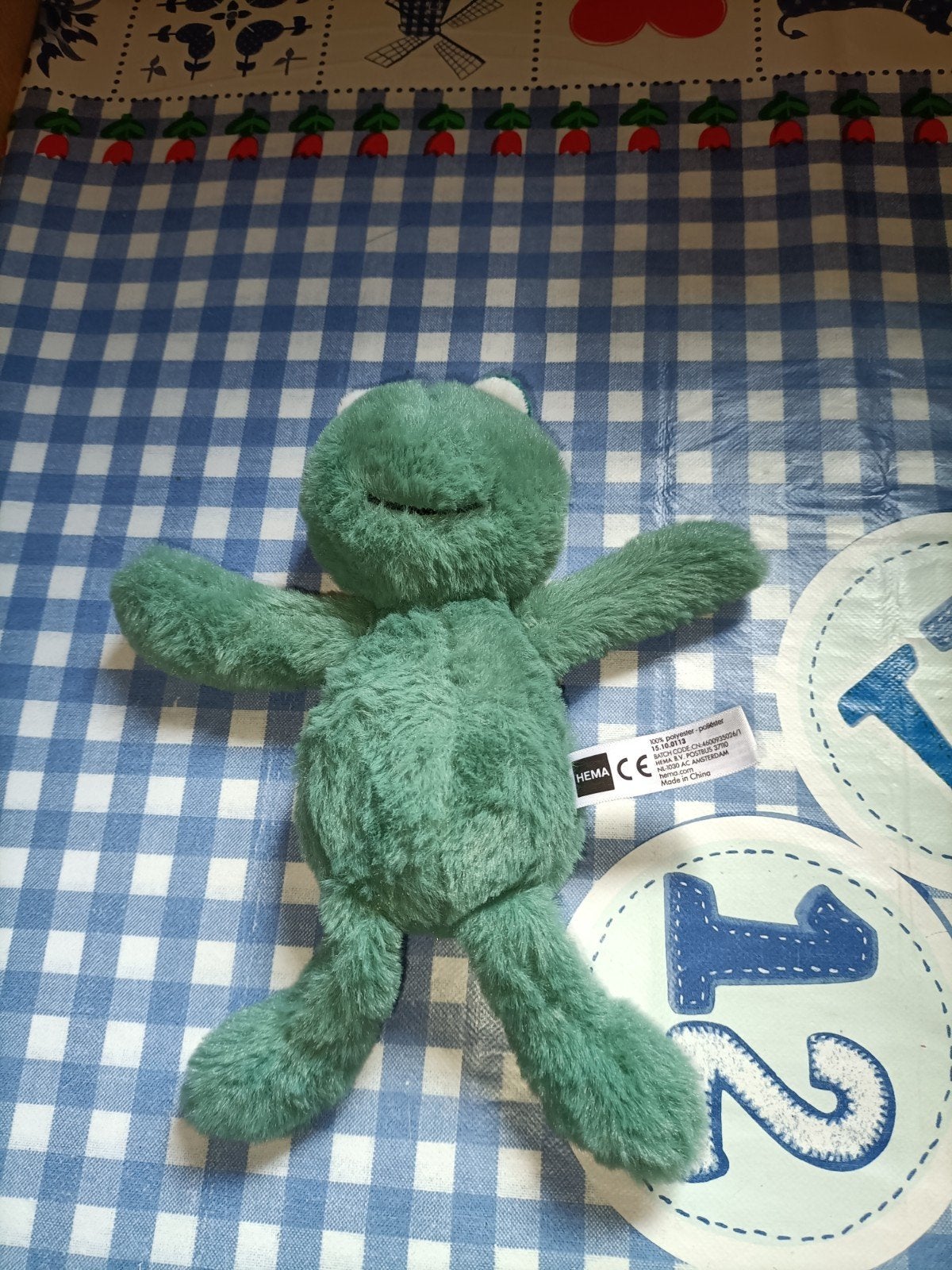 Hema oude kikker knuffel groen 21 cm groot, Ophalen of Verzenden, Zo goed als nieuw