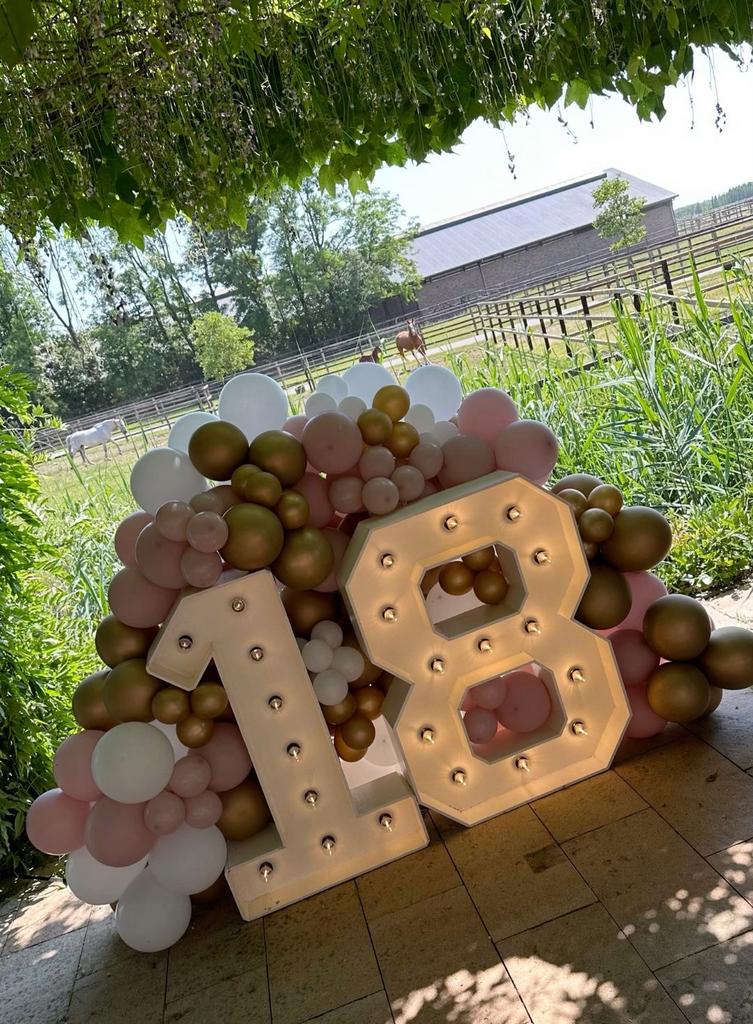 Sweet 18 - Verjaardag - Thema feest - Lichtcijfers - Styling, Ophalen, Zo goed als nieuw, Verjaardag