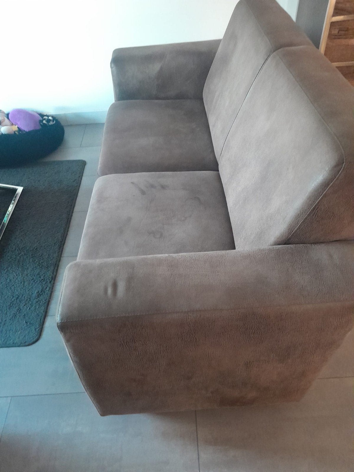 Henders & Hazel Napels 2- en 2.5-zits bank taupe microvezel, Ophalen, Gebruikt, Driepersoons, Rechte bank