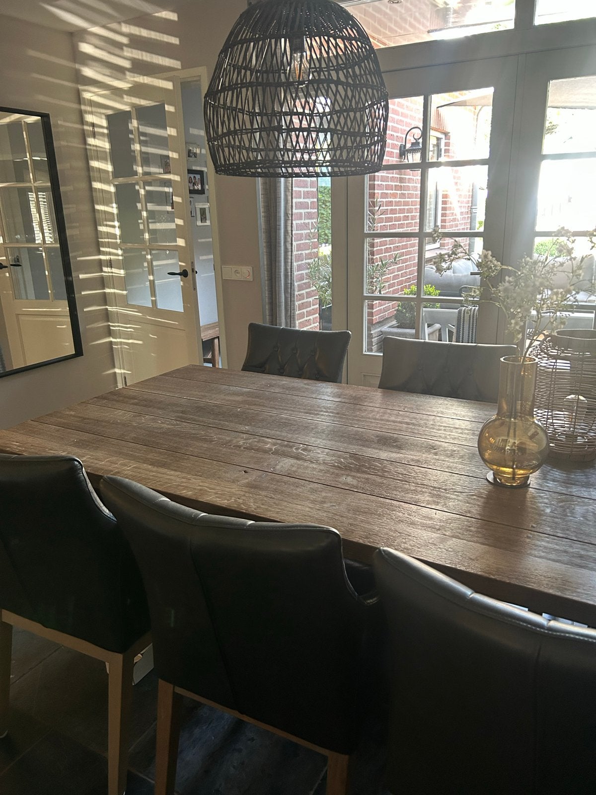 6 eetkamerstoelen, Huis en Inrichting, Ophalen, Gebruikt, Leer, Landelijk