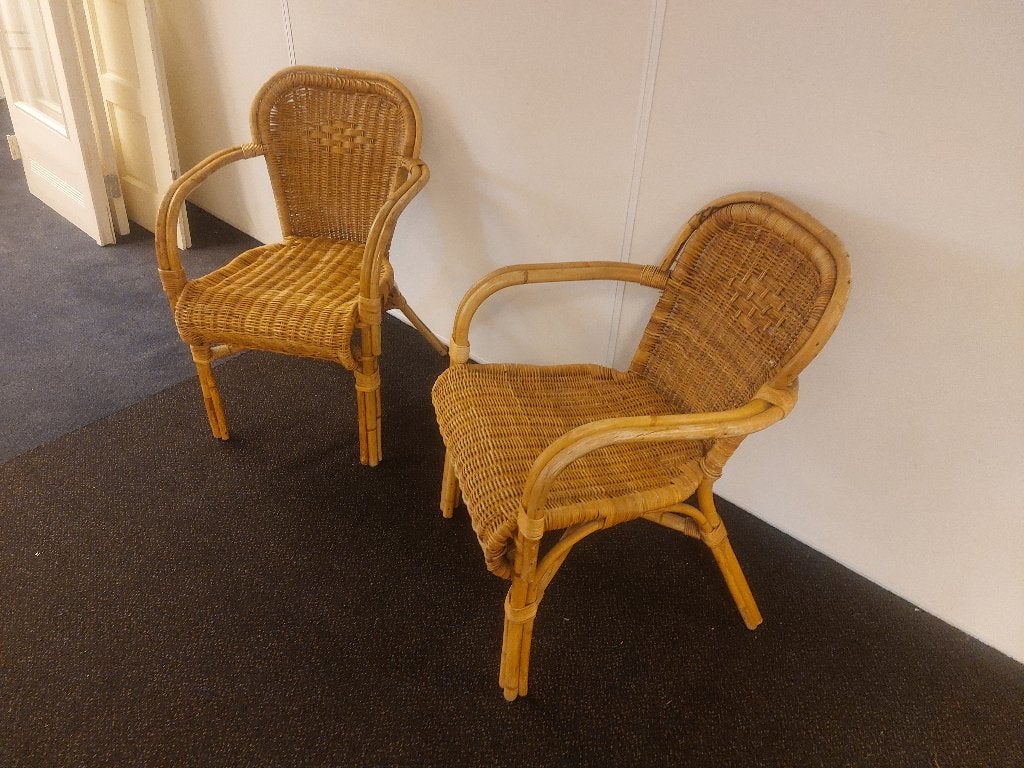 2 rieten / rotan stoelen ( 500646), Huis en Inrichting, Stoelen, Ophalen, Zo goed als nieuw, Bruin, Twee