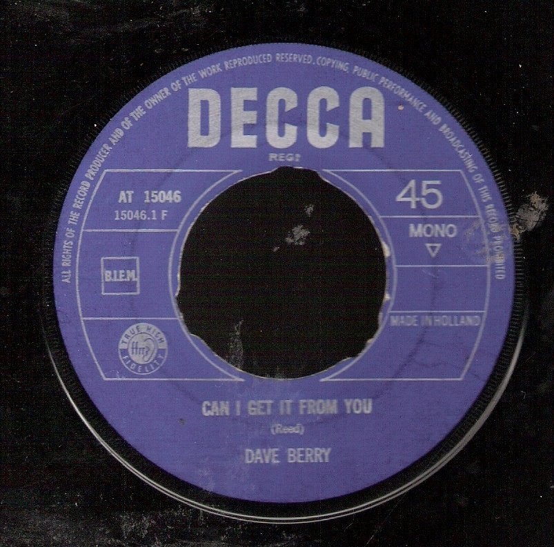 Dave Berry - Can I Get It From You - Don't Want To 1965, Ophalen, Gebruikt, Pop