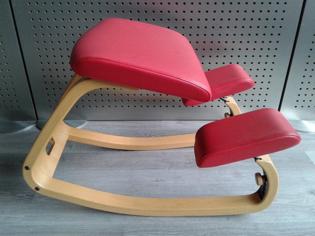 Variér (Stokke) Thatsit (Rood Leder), Prachtig!, Ophalen of Verzenden, Zo goed als nieuw, Variér, Bureaustoel