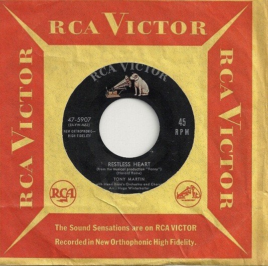 Tony Martin & Henri René &  Orchestra – Restless Heart, Gebruikt, Originele persing, 7 inch, Ophalen of Verzenden