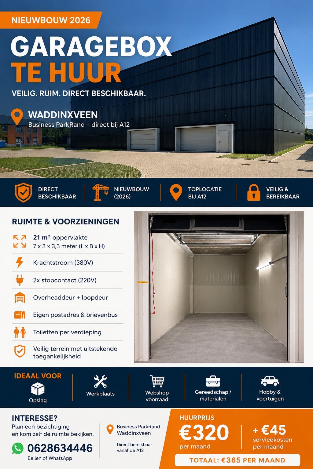 Garagebox / Bedrijfsruimte te huur – 21 m², Huizen en Kamers, Zuid-Holland