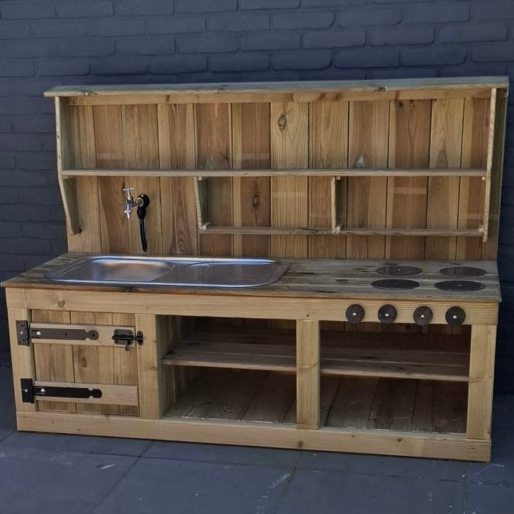 Robuuste modder/speelkeuken voor bv kinderopvang, Kinderen en Baby's, Speelgoed | Speelkeukens, Ophalen, Nieuw, Hout, Speelkeuken