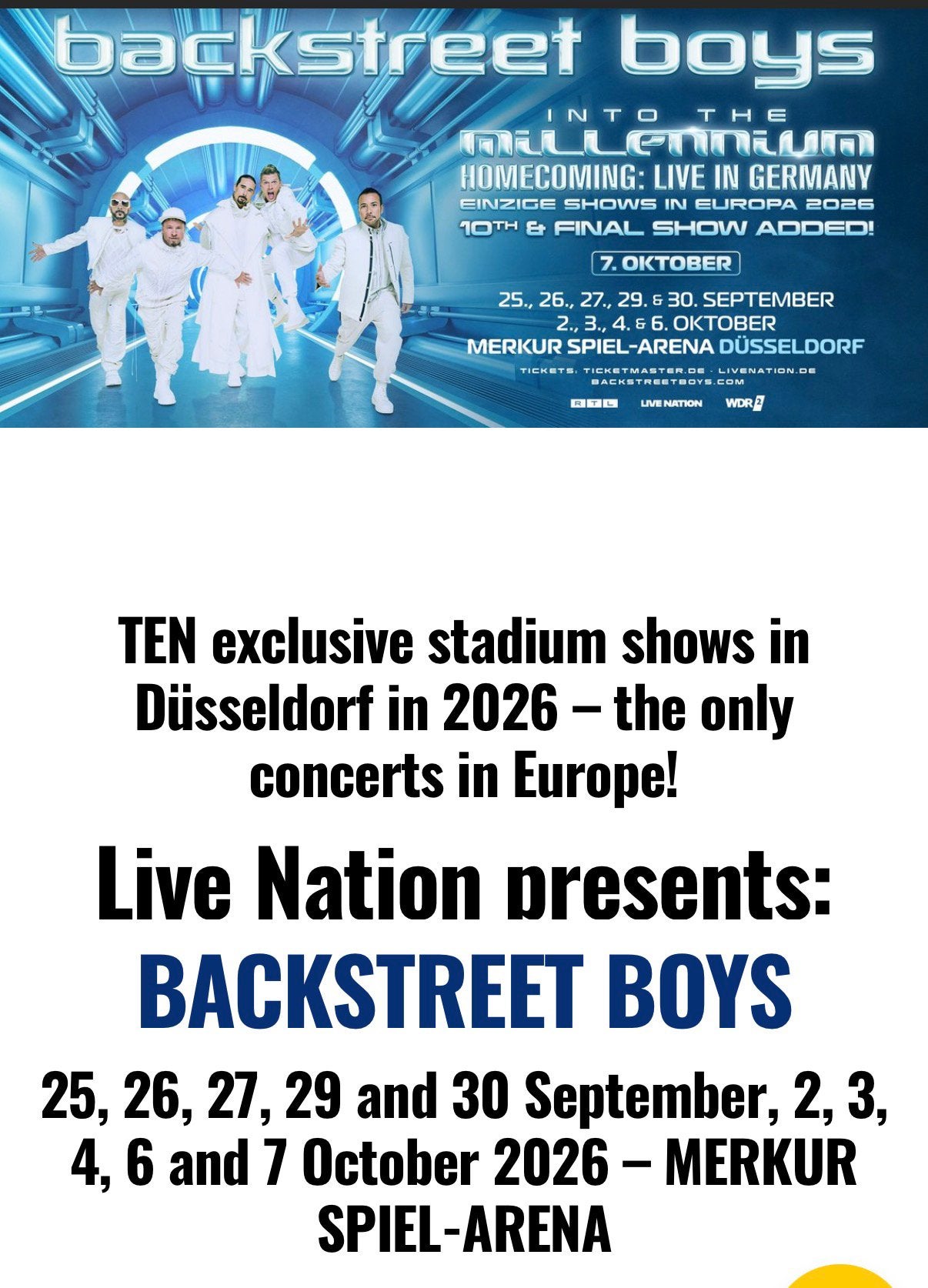 RUILEN: 2 Tickets Backstreet Boys 27 sept voor andere datum, Tickets en Kaartjes, Twee personen