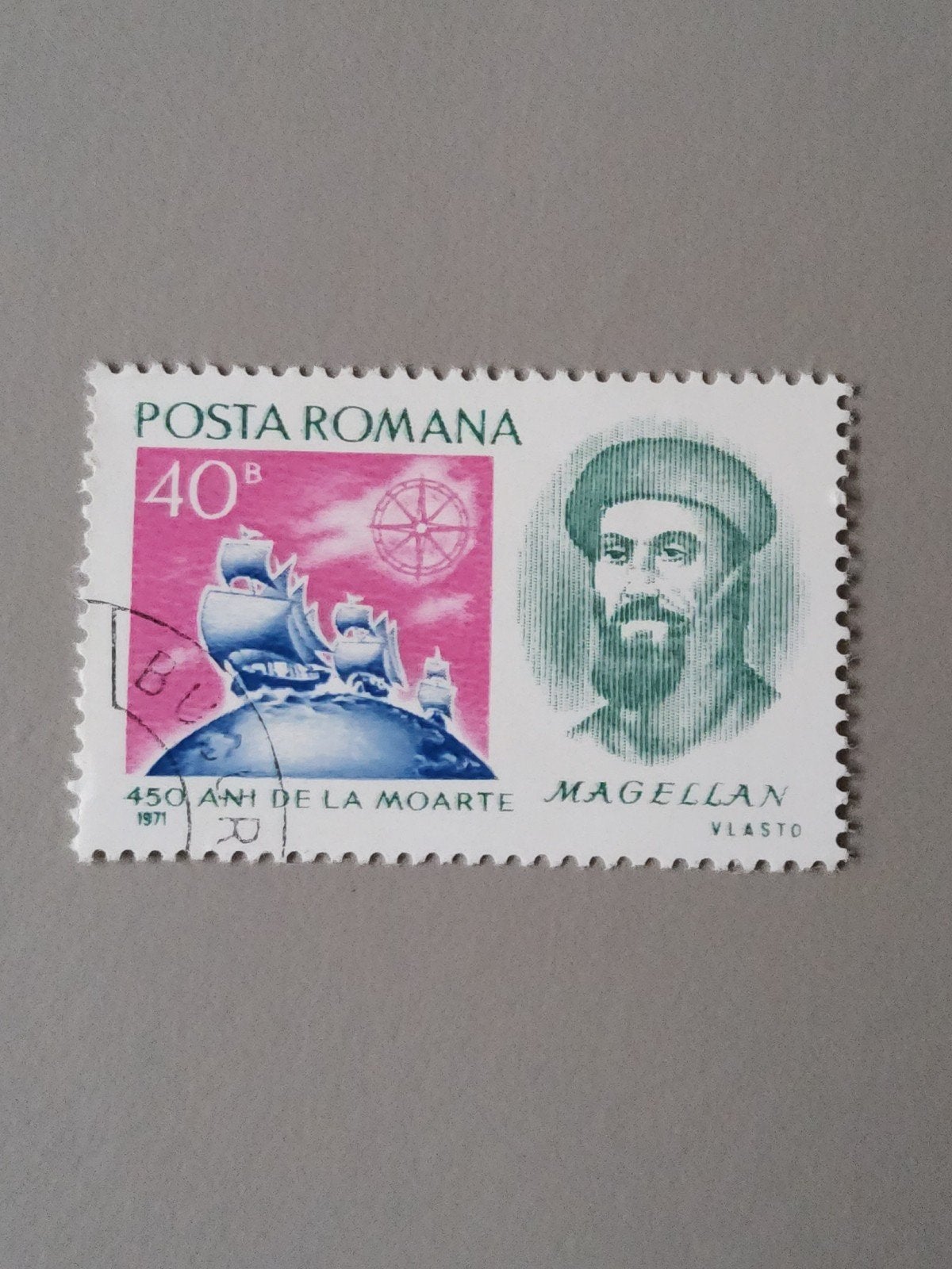 Posta Romana 1971 - 450 jaar dood Magellan, Postzegels en Munten, Verzenden, Overige landen, Gestempeld