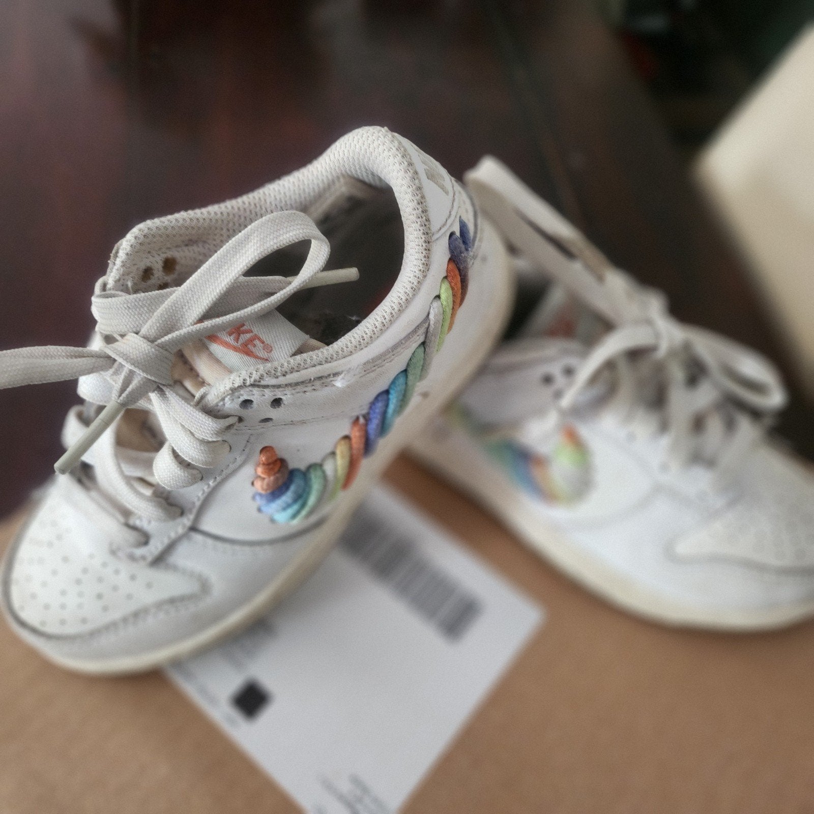 Nike Dunks - Kleurrijke Swoosh - Maat 23., Ophalen of Verzenden, Zo goed als nieuw, Sportschoenen
