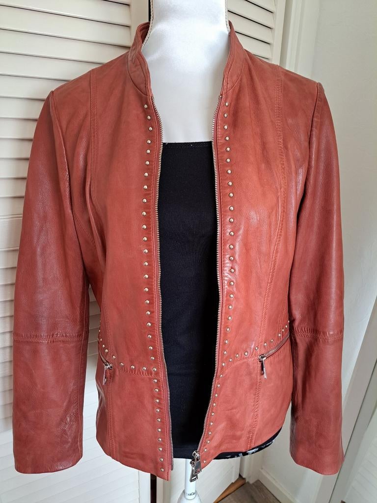 (twv €256) Gerry Weber echt leren jack met studs, Maat 38/40 (M), Nieuw, Ophalen of Verzenden, Gerry weber