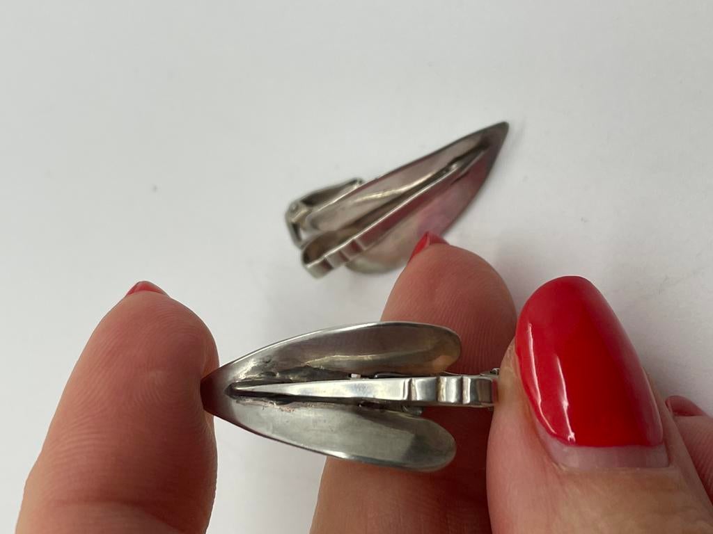 D873 Prachtige zilveren Scandinavische clip oorbellen, Sieraden, Tassen en Uiterlijk, Oorbellen, Ophalen of Verzenden, Zo goed als nieuw