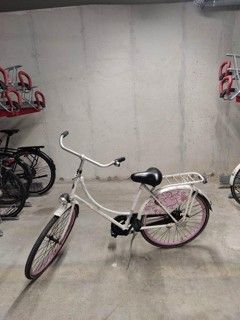 Witte damesfiets met locker, Gebruikt, Velgrem, 50 tot 53 cm, Ophalen
