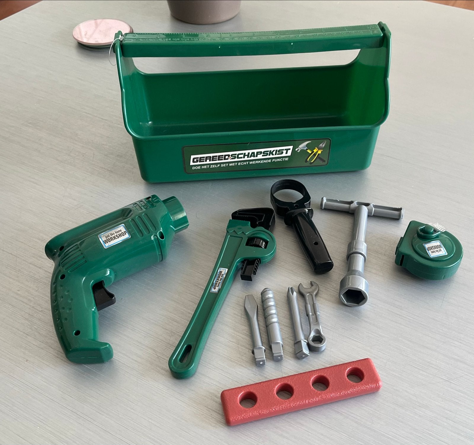 Speelgoed gereedschapskist met boormachine en gereedschap, Ophalen, Gebruikt, Bouwen