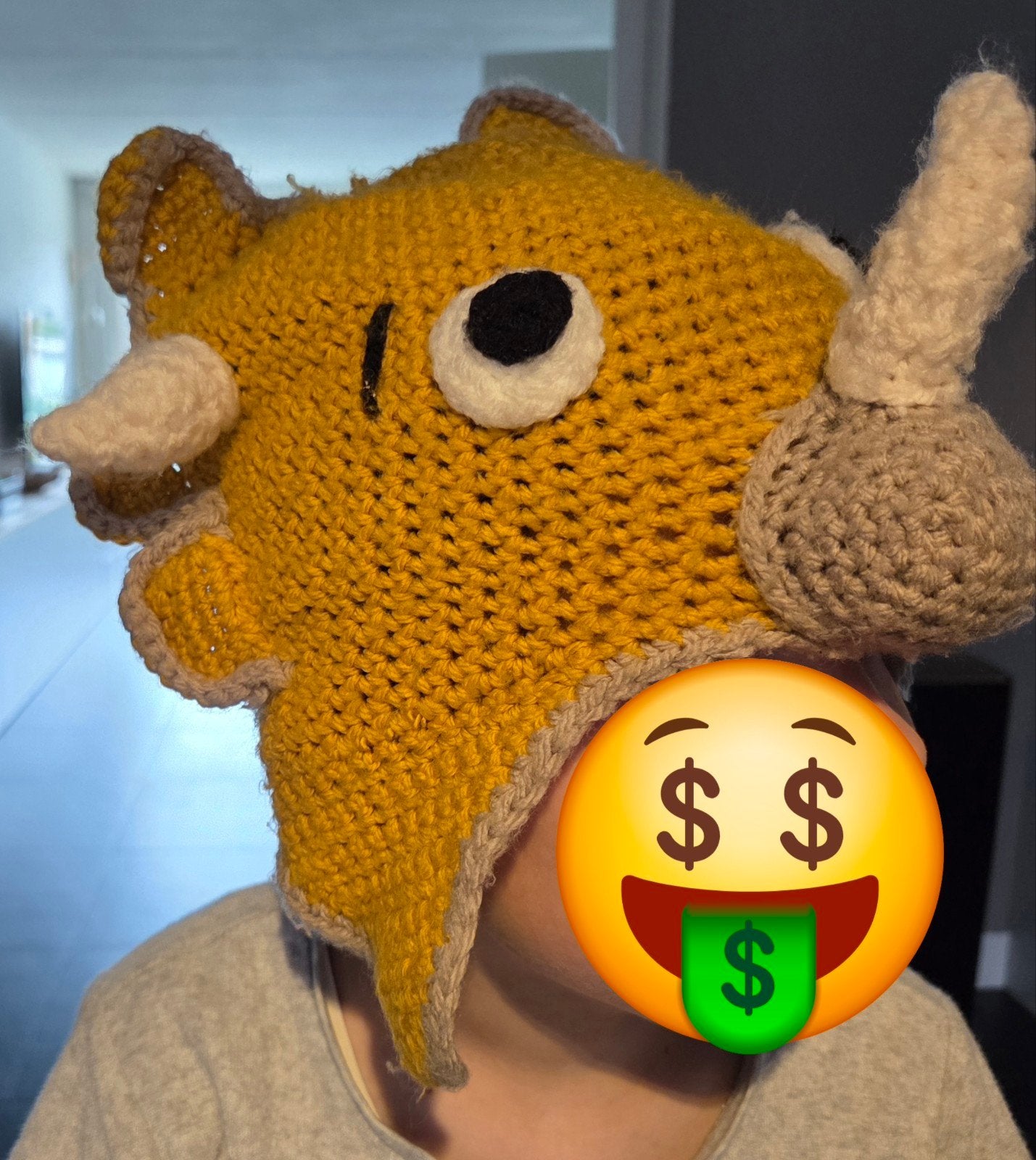 Triceratops muts kinderen, Kinderen en Baby's, Kinderkleding | Mutsen, Sjaals en Handschoenen, Gebruikt, Jongen of Meisje, Handgemaakt