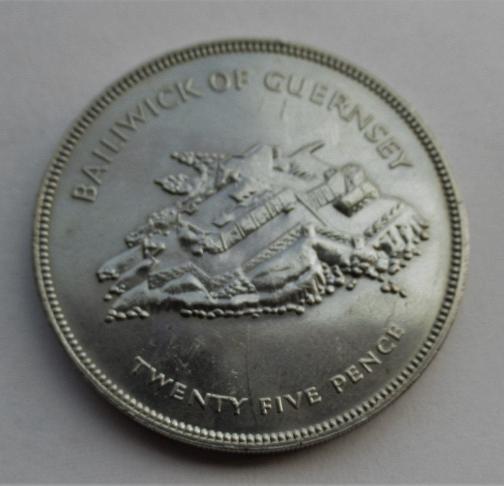 Guernsey 25 pence 1977 Queen Elizabeth, Postzegels en Munten, Verzenden, Overige landen